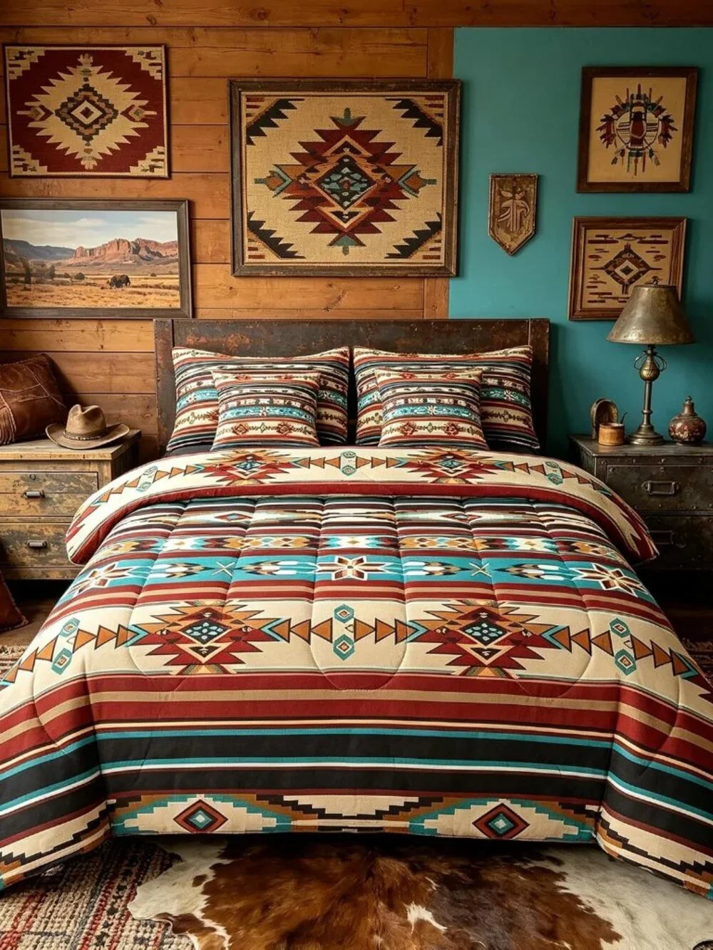Bohemian Aztec Bed in a Bag Boho Exotic 7 PCS Comforter Set with Sheets for Kids